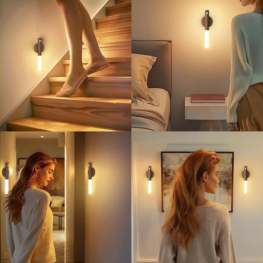 Lámpara de noche LED con carga USB, sensor de movimiento inteligente para mesita de noche, armario o cualquier otro espacio.