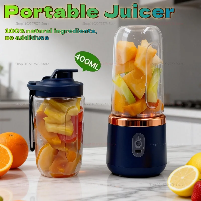 Licuadora portátil de doble vaso con USB, exprimidor de frutas para batidos, malteadas y zumos, procesador de alimentos compacto, exprimidor de naranjas.