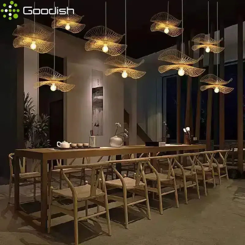 Lámparas colgantes de mimbre tejido de bambú, lámparas de ratán natural estilo rústico para cocina, sala de estar, comedor y decoración del hogar.