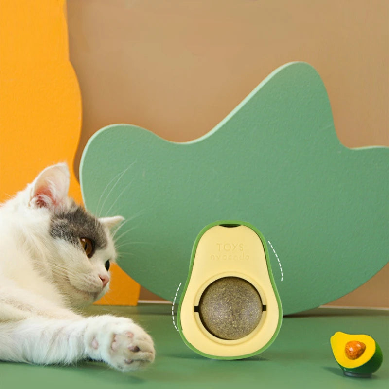 Hierba gatera natural, pelota giratoria adhesiva para pared, juguetes para limpiar los dientes de los gatos, pelota de hierba gatera, suministros para rascadores de hierba gatera