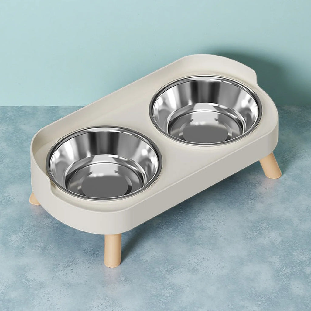Comedero elevado colorido para mascotas Dopamine: dos cuencos de acero inoxidable con soporte para el cuello - Estación de comida y agua de moda para mascotas