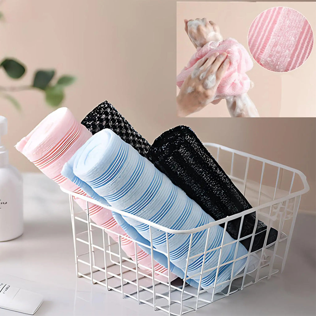 Toalla exfoliante para baño, paño para lavar el cuerpo y la espalda, esponja suave para ducha, accesorios esenciales de limpieza para el baño.