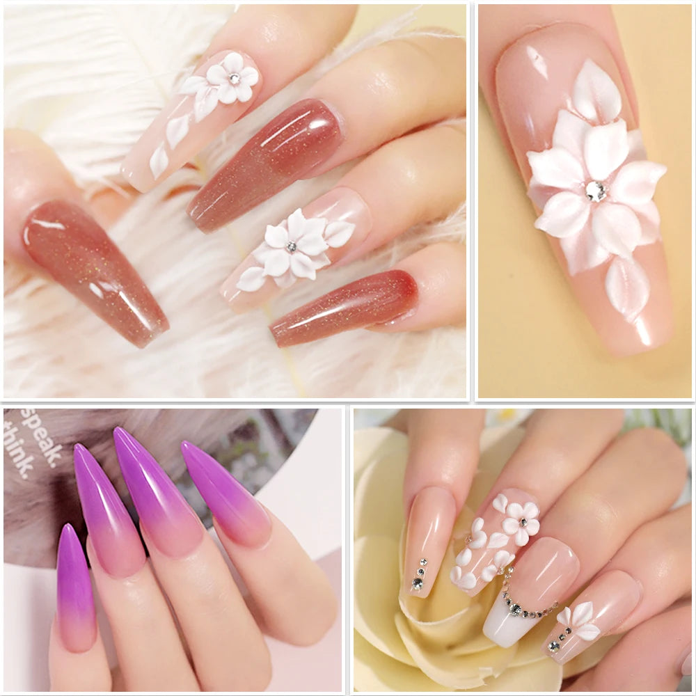 Set de polvos acrílicos y herramientas de manicura LIMEGIRL. Kit de polvos acrílicos multicolor de moda para extensiones de uñas y sutiles toques de brillo.