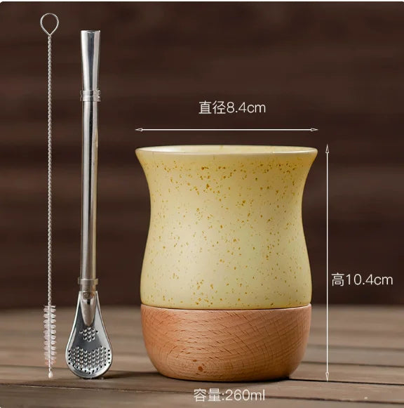 Mate de cerámica con pajita