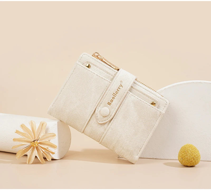 Carteras cortas de mujer Baellerry New Fashion con cremallera, monederos de alta calidad, monedero para mujer con clip para tarjetas desmontable.