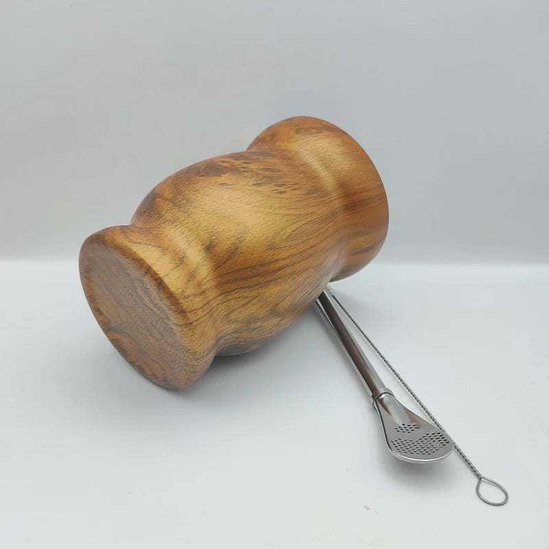 Mate de acero inoxidable de doble pared de 230 ml (8 oz) para yerba mate, incluye una bombilla (pajita) y un cepillo de limpieza.