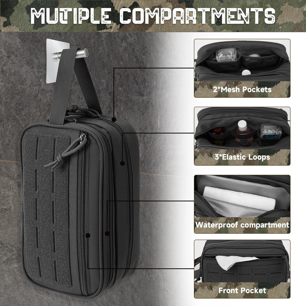 Neceser táctico para hombre, bolsa de higiene, kit de afeitado para hombre, bolsa de ducha de viaje, neceser de maquillaje, organizador de cosméticos.