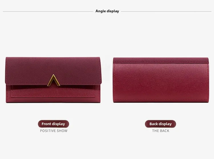 Nueva versión coreana de la cartera de mujer, cartera larga plegable en forma de V con hebilla, monedero de mano y tarjetero.