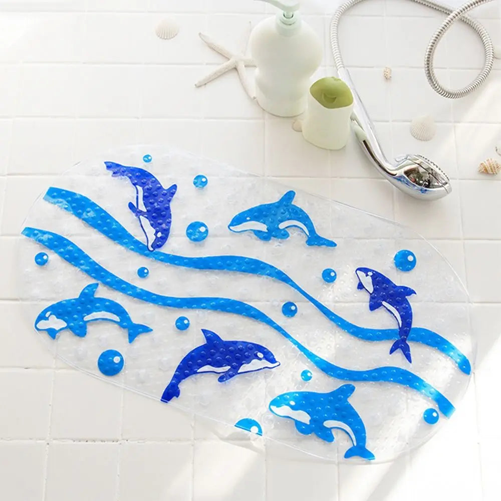 Alfombrilla de baño antideslizante de PVC suave con diseño de dibujos animados para niños, con ventosa, para ducha y bañera.