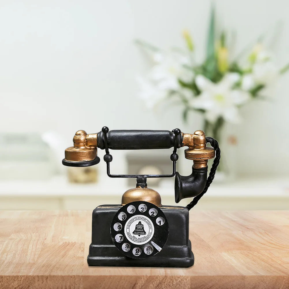 Modelo de teléfono antiguo Adorno de escritorio antiguo Decoración artesanal para bar y hogar Regalo Acabado exquisito Ambiente sencillo