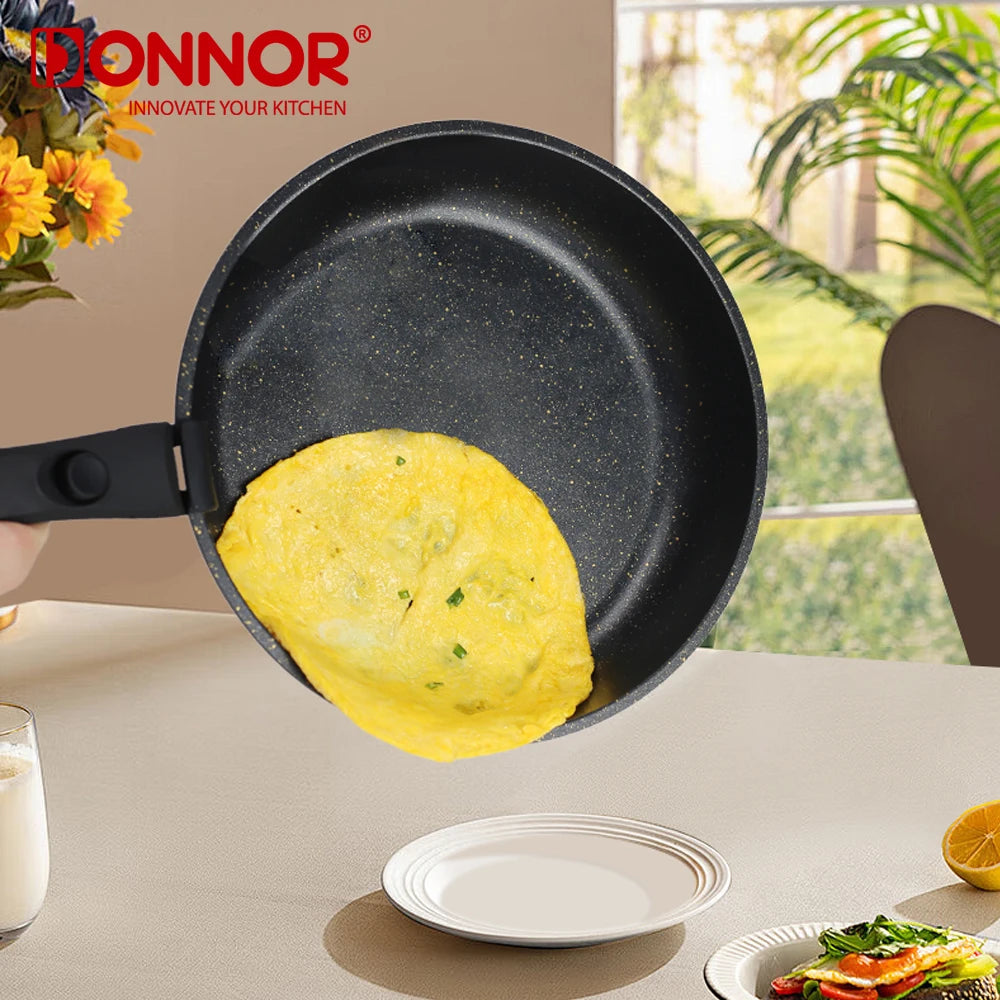 Juego de utensilios de cocina antiadherentes Donnor de 17 piezas con mango extraíble, fabricados en aluminio fundido a presión y compatibles con inducción.