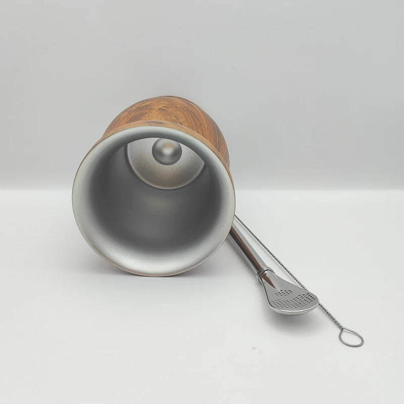 Mate de acero inoxidable de doble pared de 230 ml (8 oz) para yerba mate, incluye una bombilla (pajita) y un cepillo de limpieza.