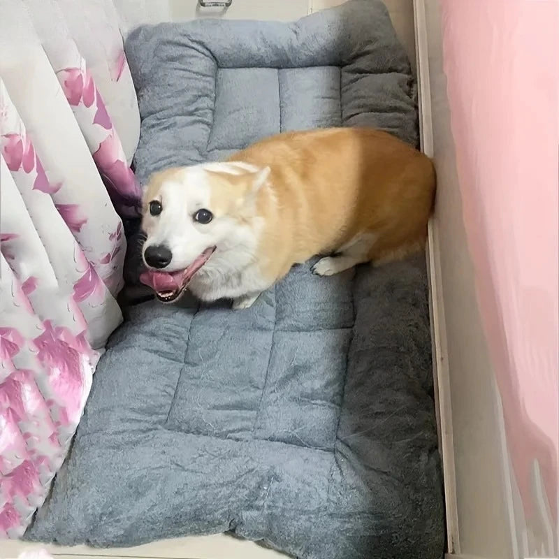 Cama grande de felpa para perros, sofá cama de poliéster supersuave y grueso para mascotas, colchoneta para jaula de perros, cama para perros pequeños, medianos y grandes.