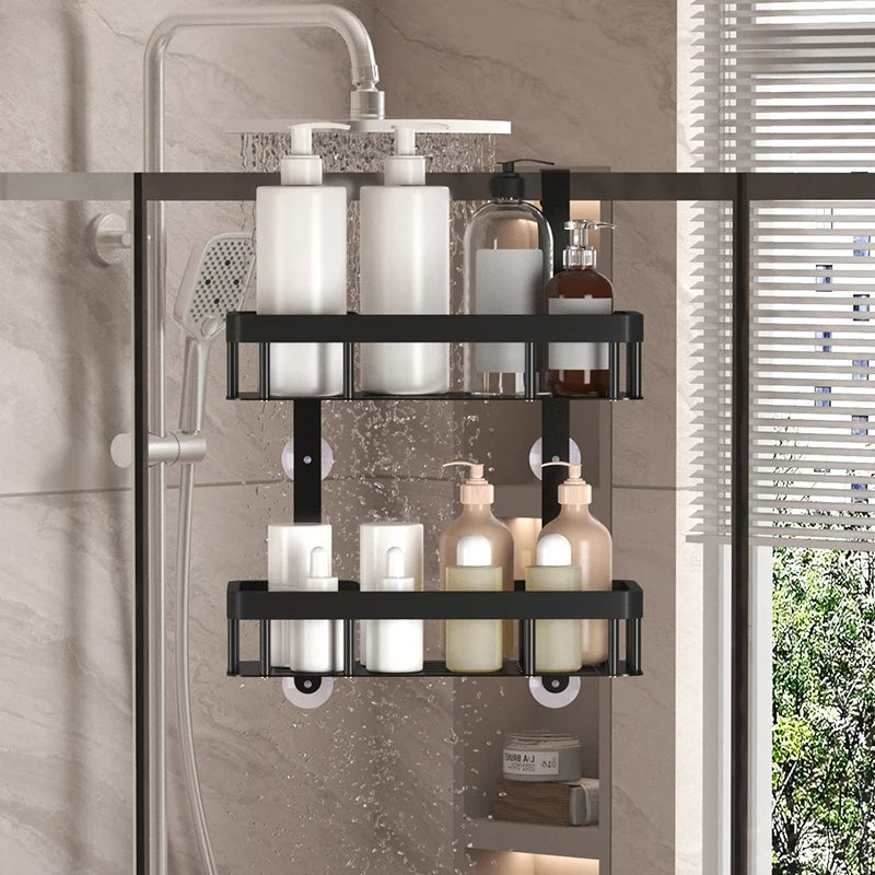 Estante de almacenamiento de tres niveles para pared de baño, estante para puerta, estante para gel de ducha, estante de almacenamiento para artículos de baño