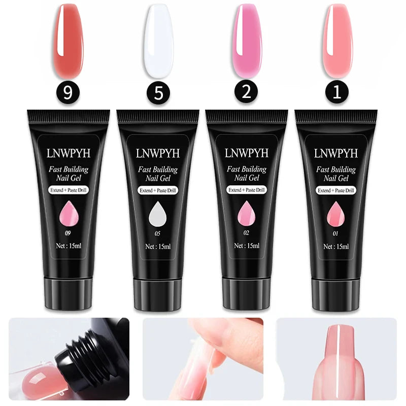 Kit de esmalte de uñas, kit de uñas acrílicas, set de gel de uñas de poliuretano con lámpara de uñas, extensión de uñas, gel con purpurina, gel de construcción UV, set de herramientas de manicura