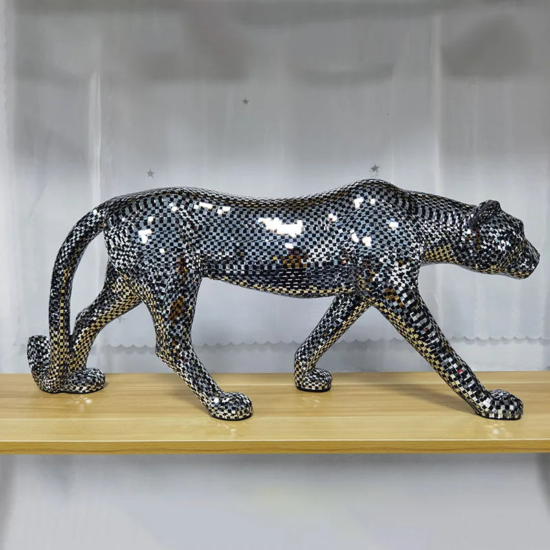 Adornos largos de leopardo para decoración de sala de estar, figuras escultóricas, hogar moderno, mueble de TV, estatua de escritorio de oficina, 82 cm personalizados