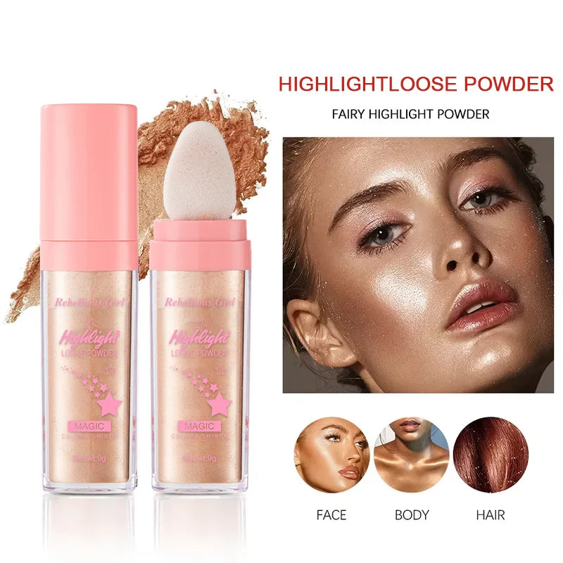 Barra iluminadora Fairy Powder: rubor de contorno brillante para iluminar y definir tus facciones.
