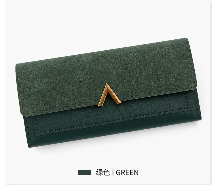 Nueva versión coreana de la cartera de mujer, cartera larga plegable en forma de V con hebilla, monedero de mano y tarjetero.