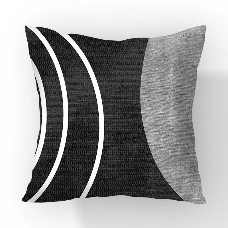 Funda de cojín geométrica en blanco y negro VIKAMA, funda de cojín moderna y minimalista para sofá de salón, funda de almohada para coche, decoración del hogar