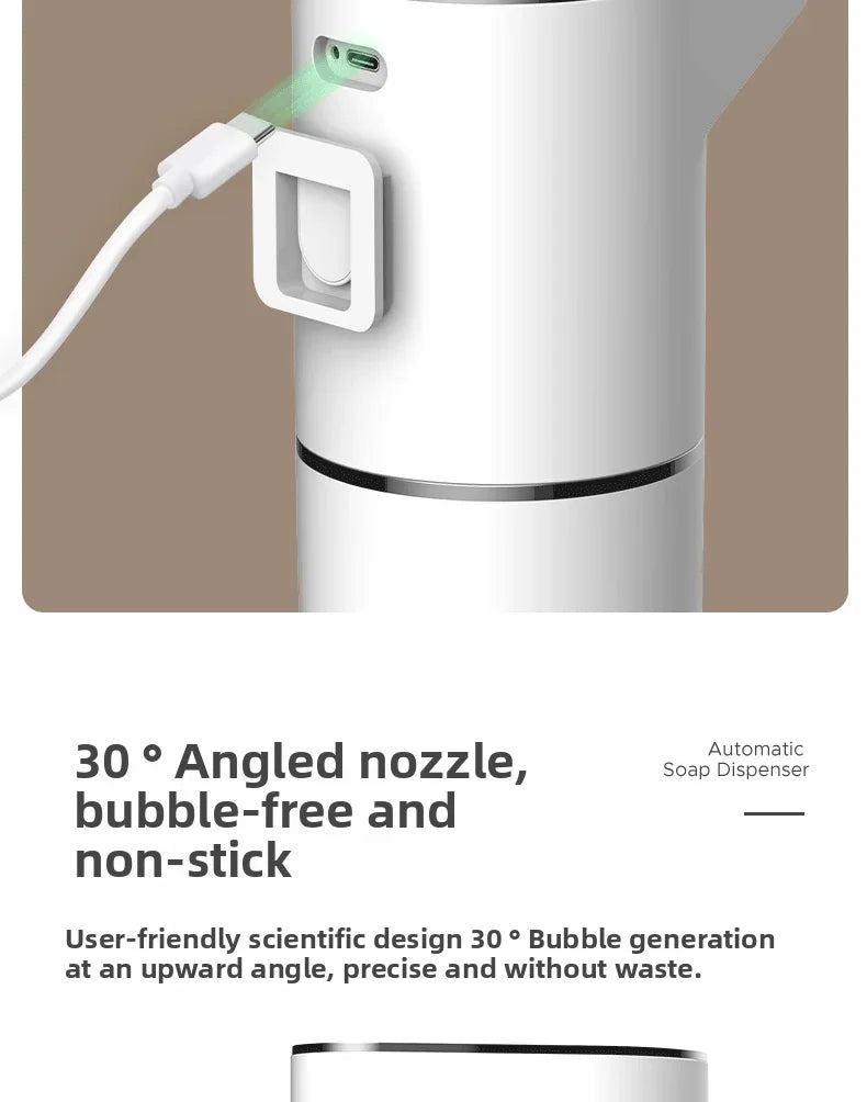 Nuevo dispensador automático de jabón en espuma 2026, máquina inteligente para baño con carga USB, color blanco, fabricado en ABS de alta calidad.