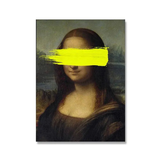 Pósteres de arte abstracto renacentista, Mona Lisa de Van Gogh, pinturas sobre lienzo con diseño de chicle, murales para decoración del hogar.