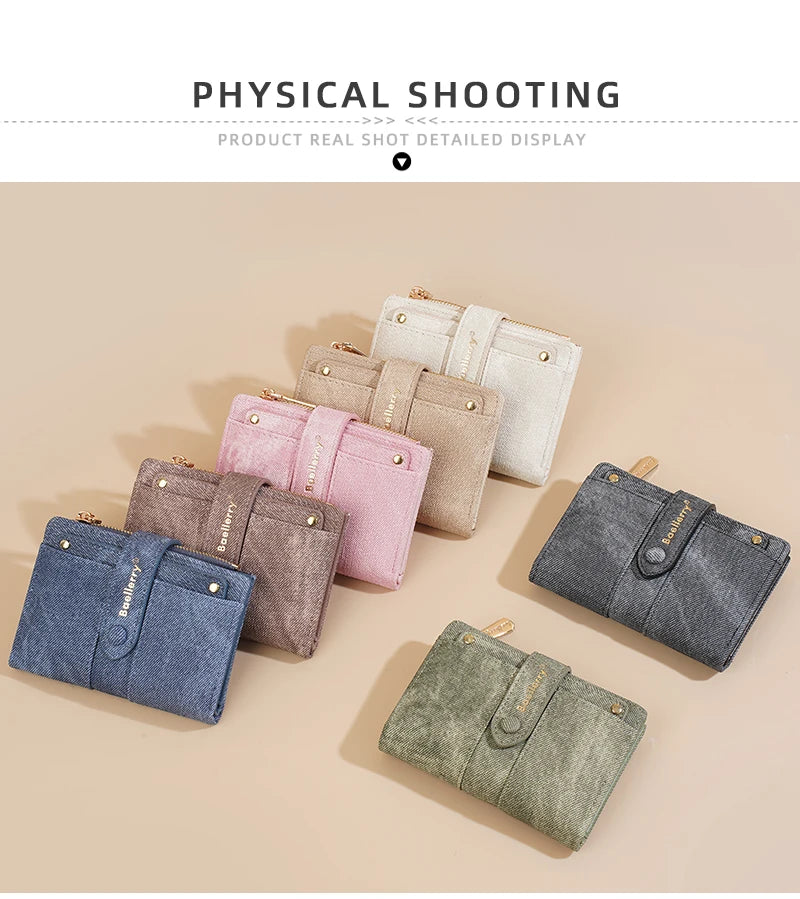 Carteras cortas de mujer Baellerry New Fashion con cremallera, monederos de alta calidad, monedero para mujer con clip para tarjetas desmontable.