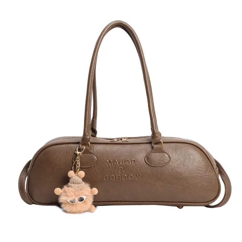 Bolsos de hombro de PU con cremallera y costuras sólidas, tipo baguette suave 2024, bolsos de alta calidad para mujer, bolsos de mano de gran capacidad para mujer.