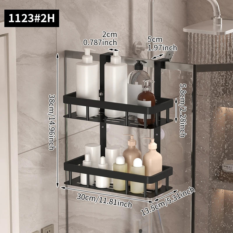 Estante de almacenamiento de tres niveles para pared de baño, estante para puerta, estante para gel de ducha, estante de almacenamiento para artículos de baño