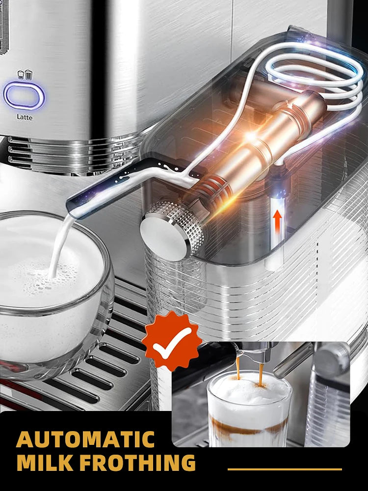 Cafetera Cafelffe Cafetería automática Cappuccino Latte Espresso Máquina totalmente automática Espumador de leche Acero inoxidable 3 en 1
