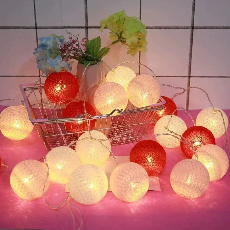 Guirnalda de bolas de algodón de 1,5/3 m, luces colgantes para Navidad, fiestas al aire libre, habitaciones infantiles, camas, luces de hadas, decoraciones para bodas.