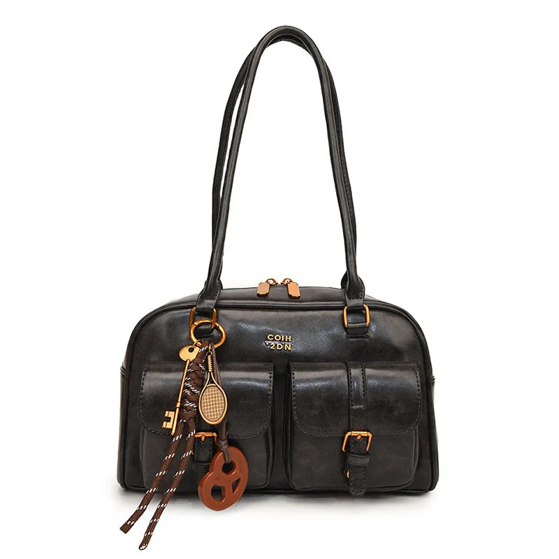 Bolso informal para el brazo, estilo retro, bolso Boston Pillow, bolso versátil de gran capacidad para el día a día, bandolera, nuevo modelo, tendencia urbana, PU Ma...