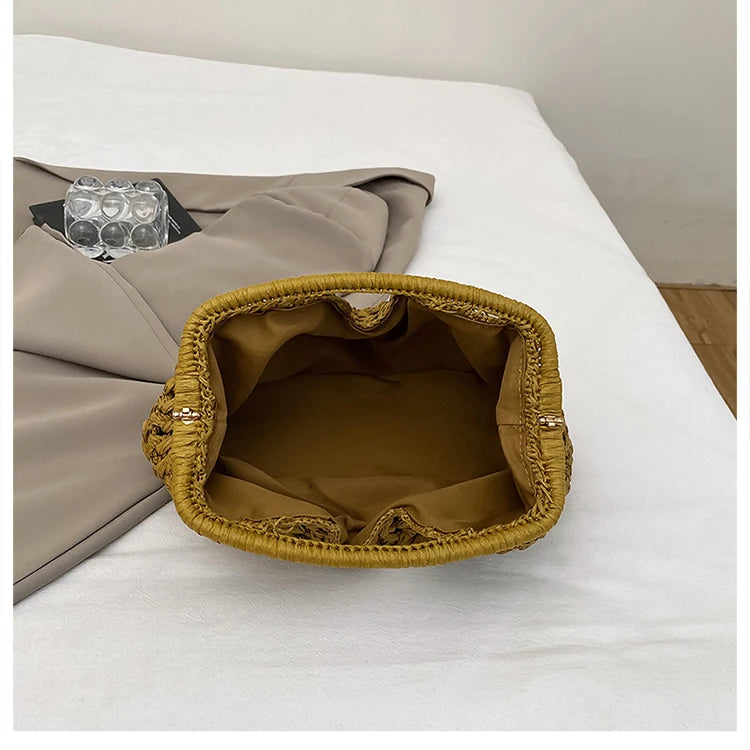 Nuevo bolso de playa de verano para mujer, bolso de mano de lujo de diseñador, bolsos de paja, bolso tote, bolsos de moda de ratán tejido, bolso de viaje para mujer