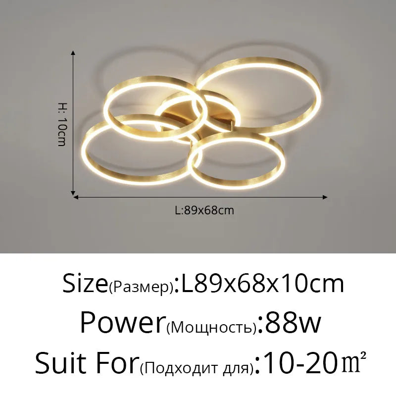 Lámparas de techo LED nórdicas modernas de lujo con anillos redondos para decoración del hogar, ideales para cocina, sala de estar, comedor y dormitorio infantil.