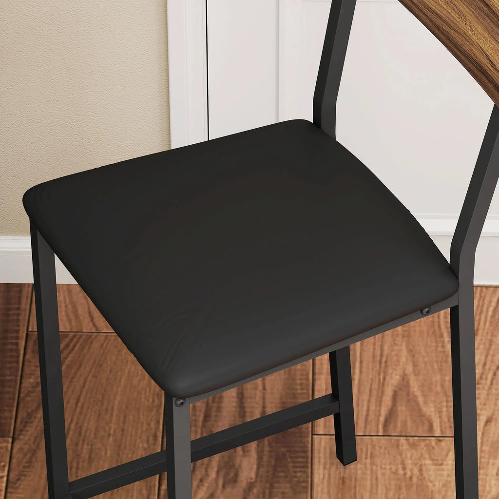 HOMCOM Conjunto de Mesa de Bar con Laterales Abatibles Soporte para Vinos y 2 Taburetes de Estilo Industrial Marrón y Negro