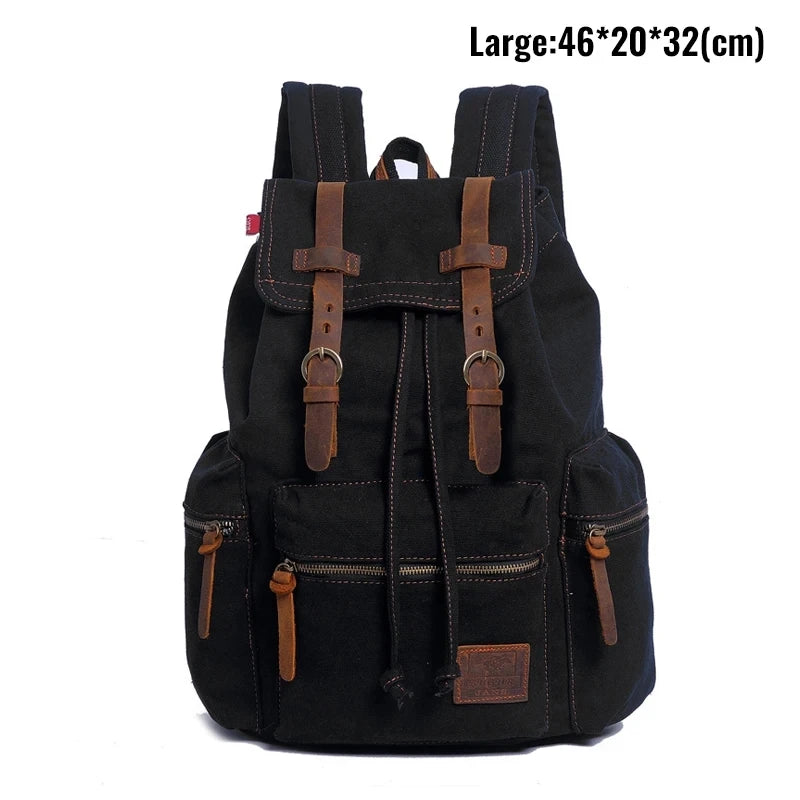 Mochila masculina retro de lona, apta para portátil de 14 pulgadas, mochila vintage de 36-55L resistente al desgaste, color café, envío por goteo