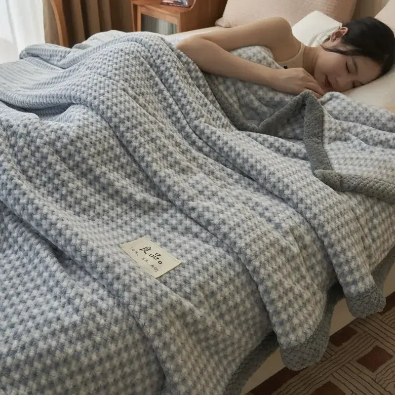 Manta de punto suave de hilo de chenilla, lavable a máquina, hecha a mano con ganchillo, ideal para sofá o cama.