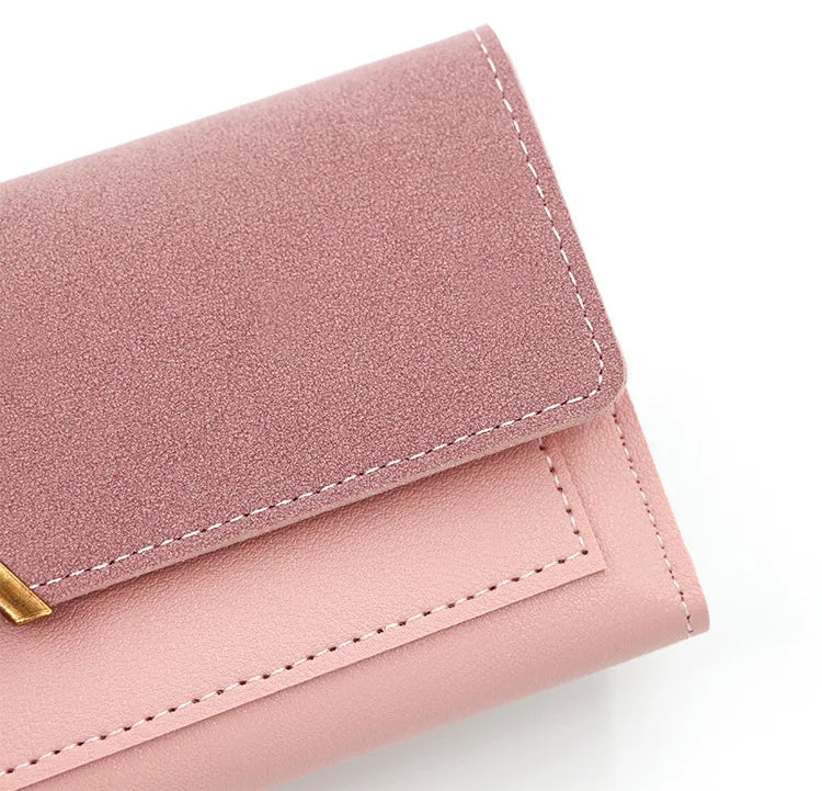 Nueva versión coreana de la cartera de mujer, cartera larga plegable en forma de V con hebilla, monedero de mano y tarjetero.