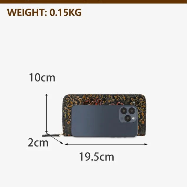 Cartera larga de lujo de diseño vintage, estilo bohemio, versátil, tarjetero, cartera multifuncional para mujer, estuche portátil para tarjetas.