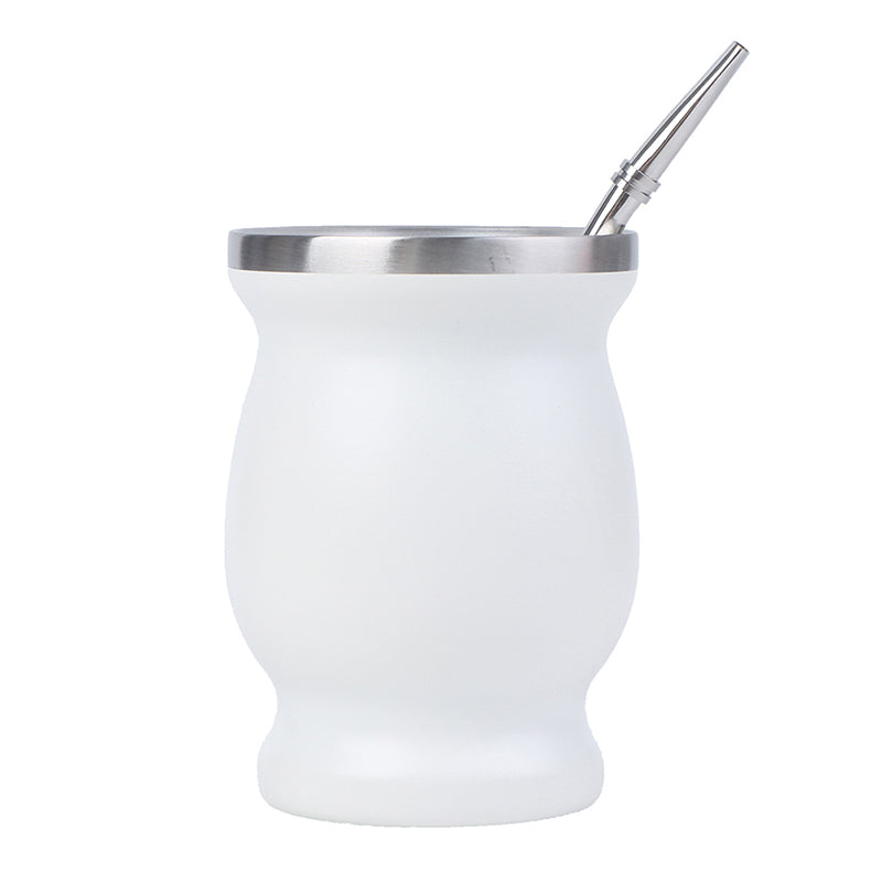 Mate de acero inoxidable 304 de 8 oz, calabaza para mate argentina con bombillas.