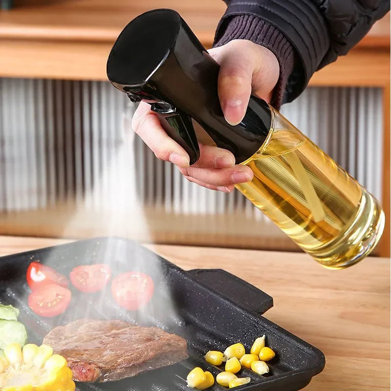 Botella pulverizadora de aceite de 200/300/500 ml para barbacoa, cocina, aceite de oliva, pulverizador de aceite de plástico para hornear, botella vacía, botella de vinagre o pincel de aceite