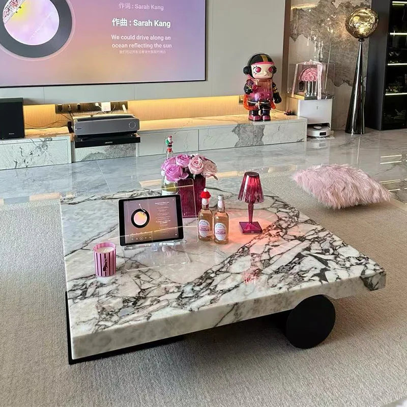 Italian Calacatta Square Coffee Table, Minimalist Luxury for All Spaces, Heat & Scratch Resistant, Customizable