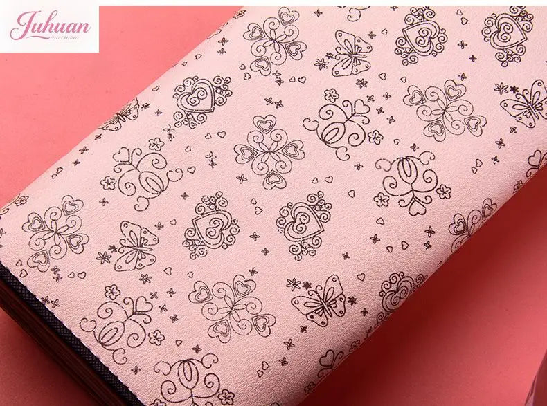 Cartera japonesa lolita para mujer, estilo casual, larga, de gran capacidad, con lazo, plegable, con tres compartimentos, linda y dulce, para tarjetas.