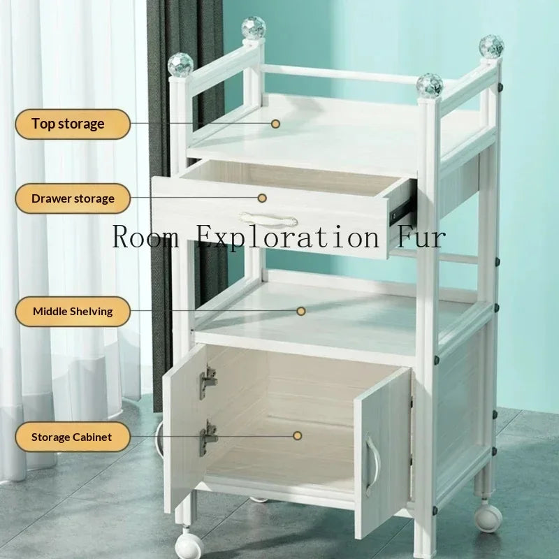 Beech Trolley Salon Hair Equipment Wheels Spa Beauty Furniture Machine Laser Black Roulette Storage Hairdressing Stainless Steel
