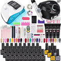 Kit de esmalte de uñas, kit de uñas acrílicas, set de gel de uñas de poliuretano con lámpara de uñas, extensión de uñas, gel con purpurina, gel de construcción UV, set de herramientas de manicura