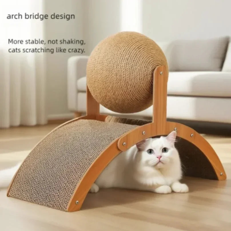 Rascador de madera 2 en 1 para gatos, tabla rascadora de sisal, juguete duradero para raspar las patas, raspador de madera maciza para gatos y gatitos. Artículos para mascotas.