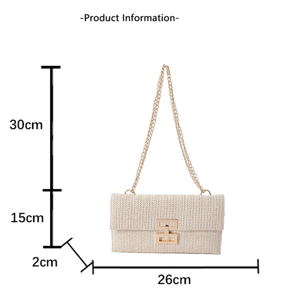 Bolso de mano de mujer tejido con hierba, cartera para móvil, bolso de estilo bohemio veraniego para la playa, cartera tejida, imprescindible para chicas de vacaciones.