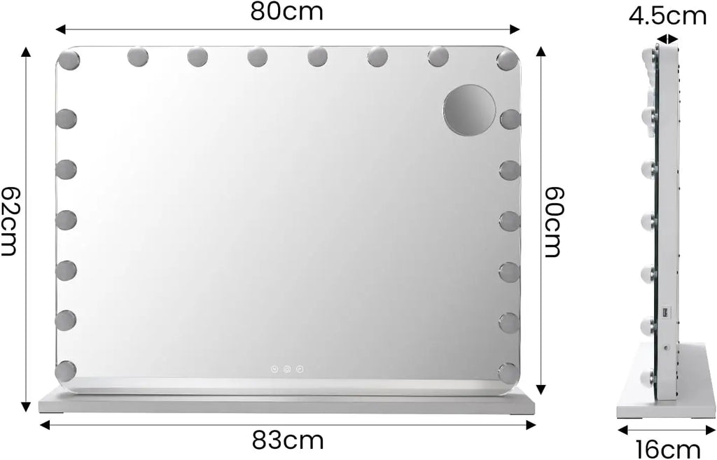 Espejo de tocador con luces, espejo de maquillaje estilo Hollywood con 20 bombillas LED regulables para vestidor y dormitorio, marco de metal.