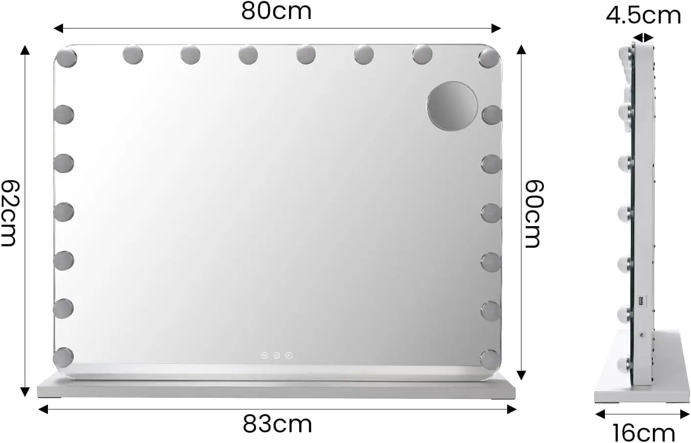 Espejo de tocador con luces, espejo de maquillaje estilo Hollywood con 20 bombillas LED regulables para vestidor y dormitorio, marco de metal.