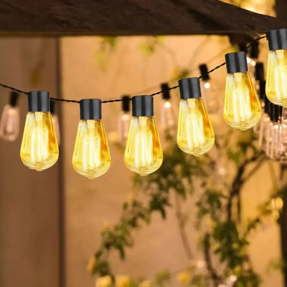 1 unidad de guirnalda de luces solares, lámparas de jardín impermeables para exteriores, jardín, terraza, balcón, camping, decoración retro para fiestas.