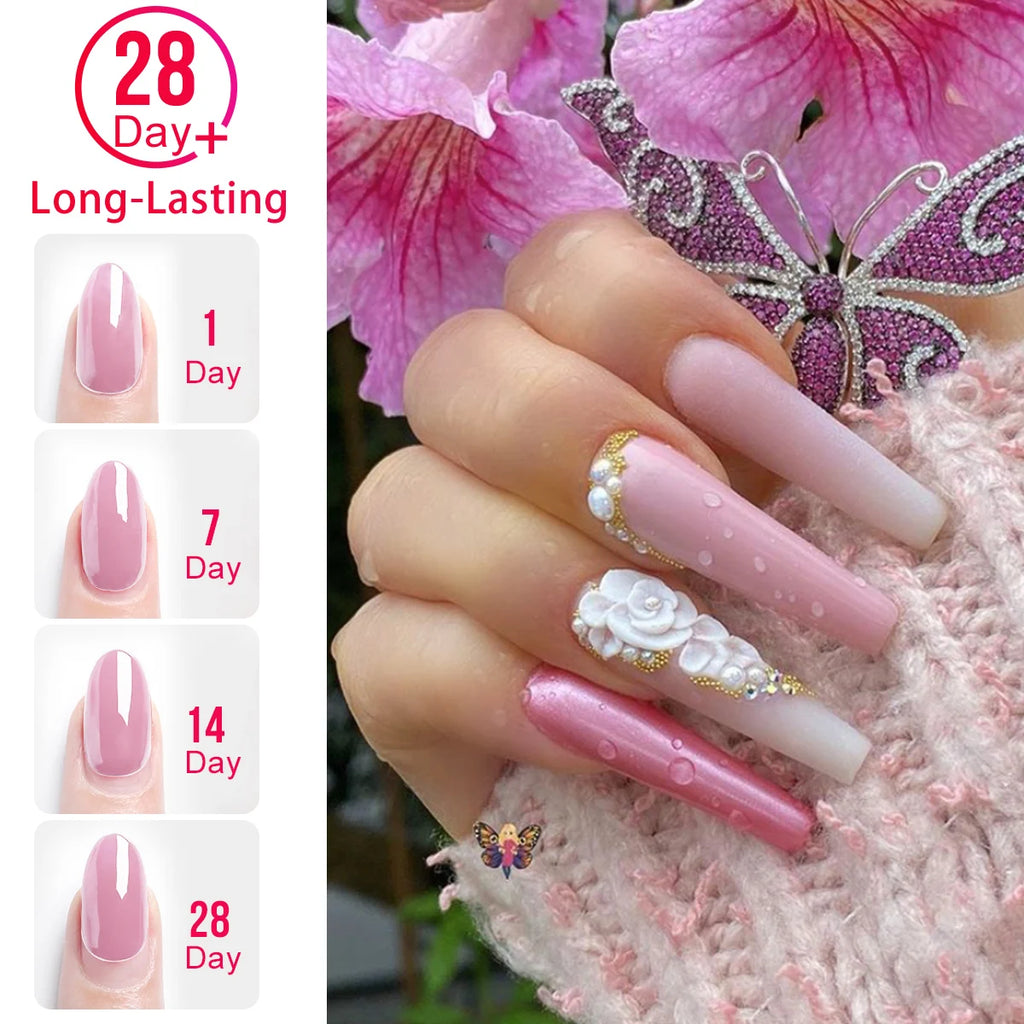 Kit de uñas acrílicas Saviland, 3 colores: rosa, nude, transparente, polvo líquido, con pincel, moldes y recipiente para extensiones de uñas y manicuras.